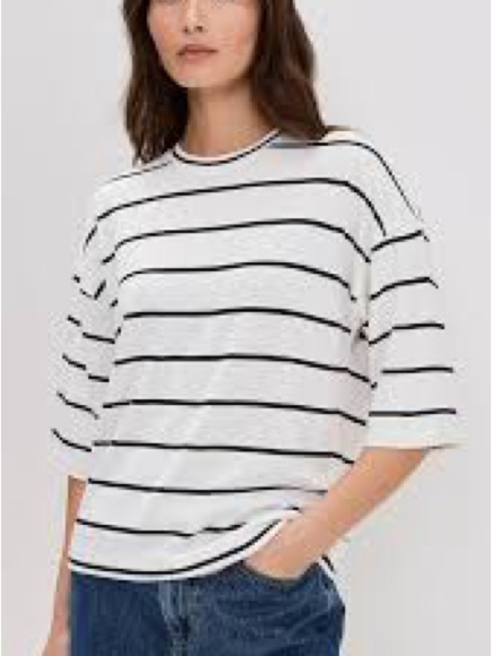 Vince Relaxed White Stripe Short-Sleeve Women's Top